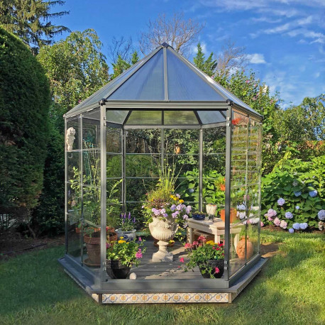 Invernadero de jardín de aluminio y policarbonato Oasis™ Silver de 4,6 m² – Palram