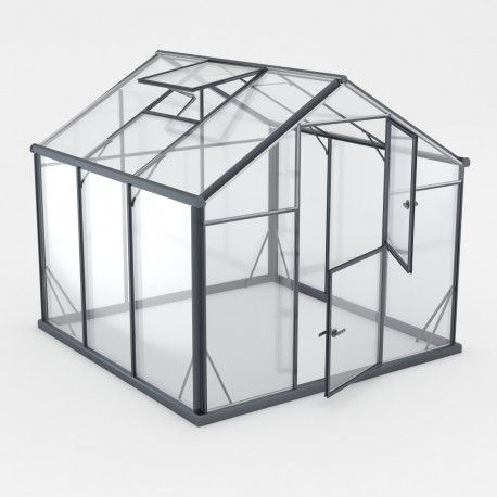 Invernadero de jardín de 4,84m² en aluminio negro y cristal templado Sanus L5 - Gampre