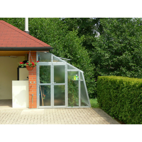Invernadero adosado de cristal de 4 mm Variant D6- 212x601cm - puerta a la izquierda - Limes