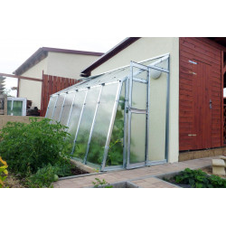 Invernadero adosado de policarbonato de jardín 8 mm Variant C4,5 con entrada a la derecha - 152x452cm - Limes