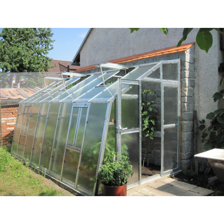 Invernadero adosado de policarbonato 8mm Variant D6 con entrada a la derecha - 212x601 cm - Limes