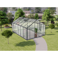 Invernadero de jardín Hybrid 12,5m² antracita en vidrio templado y policarbonato Sanus XL12 – Gampre