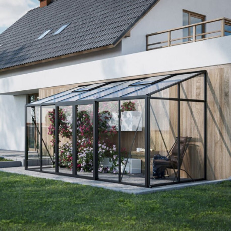 Invernadero de jardín adosado 7,22m² con paneles de aluminio y vidrio templado - BloomCabin