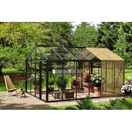 Invernadero de jardín 310x459cm Classic en paneles de aluminio, madera y vidrio templado - BloomCabin