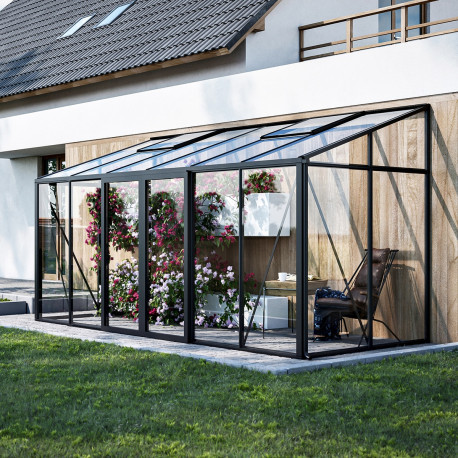 Invernadero de jardín adosado 7,22m² en aluminio y paneles de vidrio templado - BloomCabin