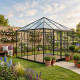 Invernadero de jardín Duchesse cuadrado 8,18m² en aluminio lacado negro y cristal templado de 4mm - Green Protect