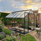 Invernadero de jardín 8,98m² en aluminio antracita y vidrio templado de 4 mm - Green Protect