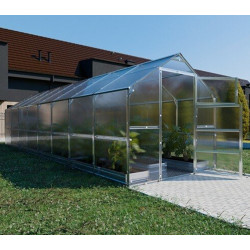 Invernadero de jardín Bernard de 235x800cm de acero galvanizado y paneles de policarbonato de 6mm - Klasika