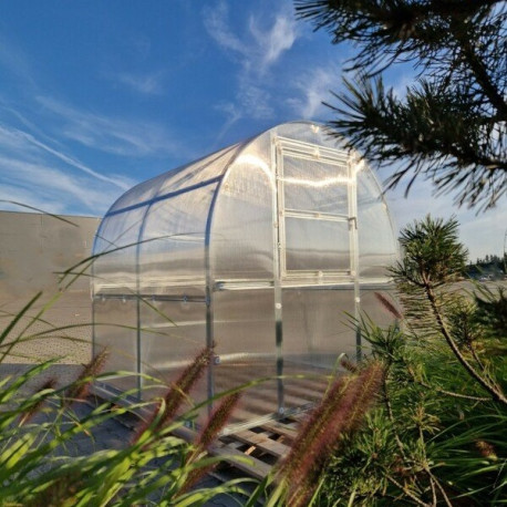Invernadero de jardín Slim de 200x200cm de acero galvanizado y paneles de policarbonato de 4mm - Klasika