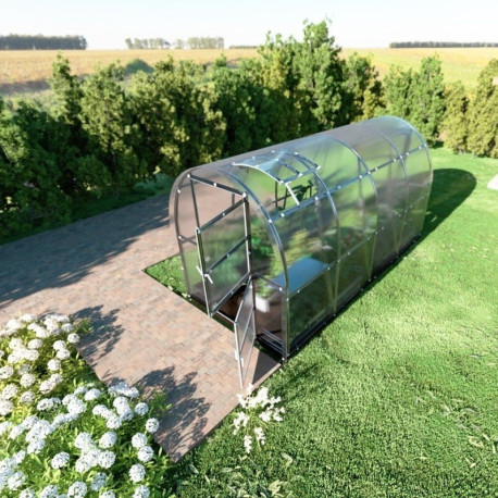 Invernadero de jardín Slim de 200 x 400cm de acero galvanizado y paneles de policarbonato de 6mm - Klasika