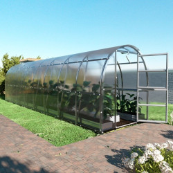 Invernadero de jardín Slim de 200 x 800cm de acero galvanizado y paneles de policarbonato de 6mm - Klasika
