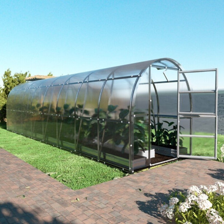 Invernadero de jardín Slim de 200 x 800cm de acero galvanizado y paneles de policarbonato de 6mm - Klasika
