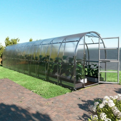 Invernadero de jardín Slim de 200 x 1000cm de acero galvanizado y paneles de policarbonato de 4mm - Klasika