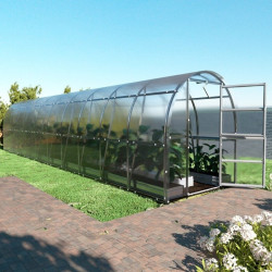 Invernadero de jardín Slim de 200 x 1200cm de acero galvanizado y paneles de policarbonato de 4mm - Klasika