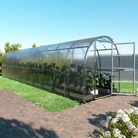 Invernadero de jardín Slim de 200 x 1200cm de acero galvanizado y paneles de policarbonato de 6mm - Klasika